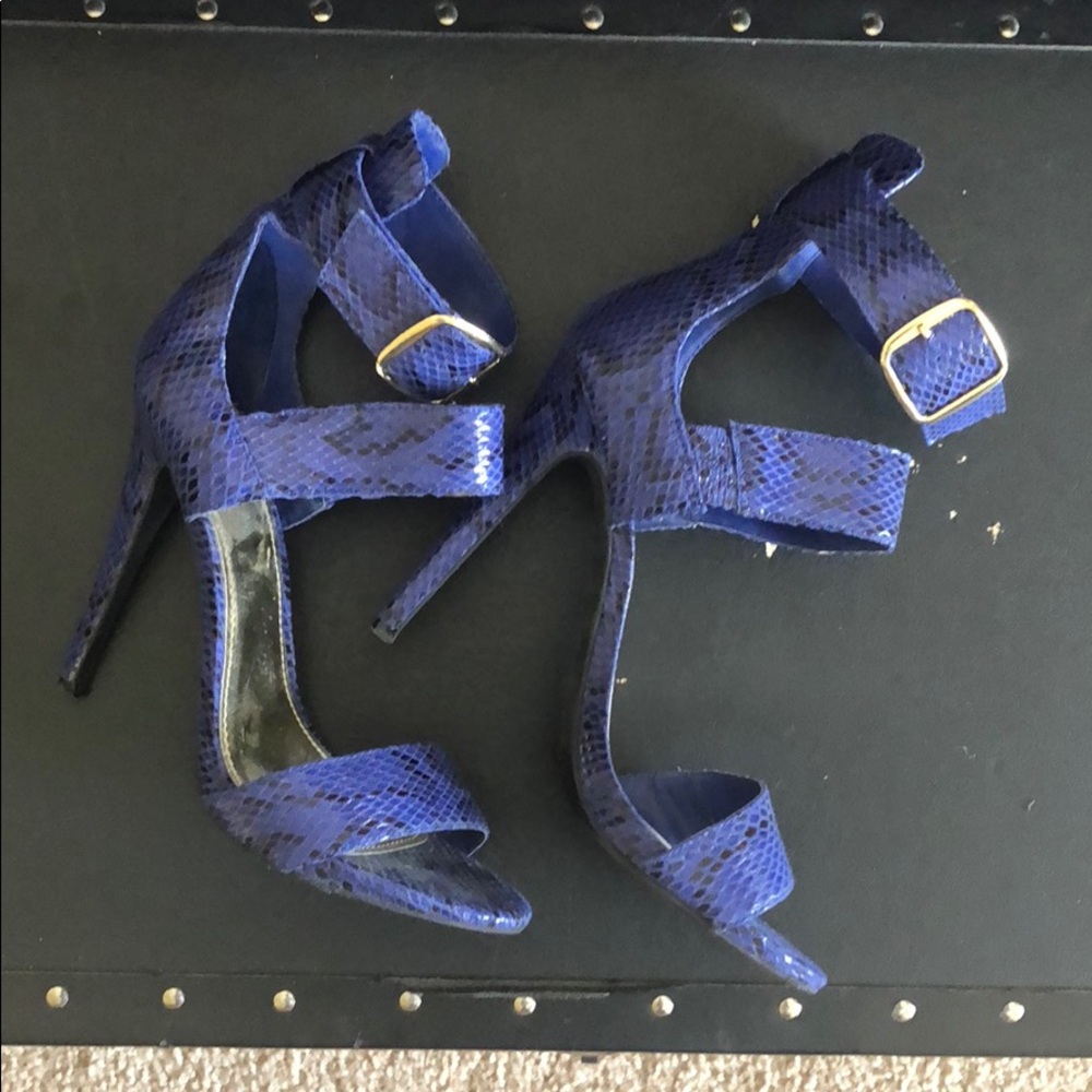 Blue snake skin shoes